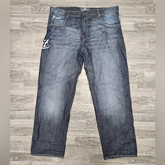 New Vintage Y2K G-Unit Spellout Blue Jeans 43X38 2006 Embroidered Baggy - Picture 6 of 16